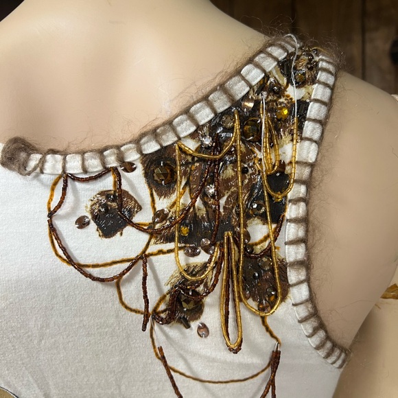 Christian Dior sleeveless embellished white cotton t shirt , s.6, good - Picture 8 of 9